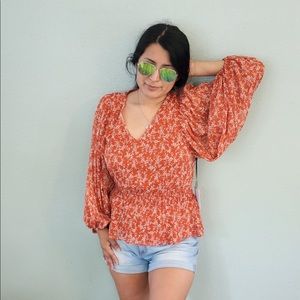1 State~ orange floral tunic